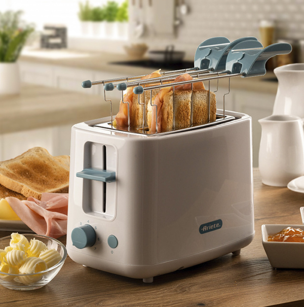 00C015704AR0 ARIETE toster za 2 kriške s hvataljkama 157/04 bijeli